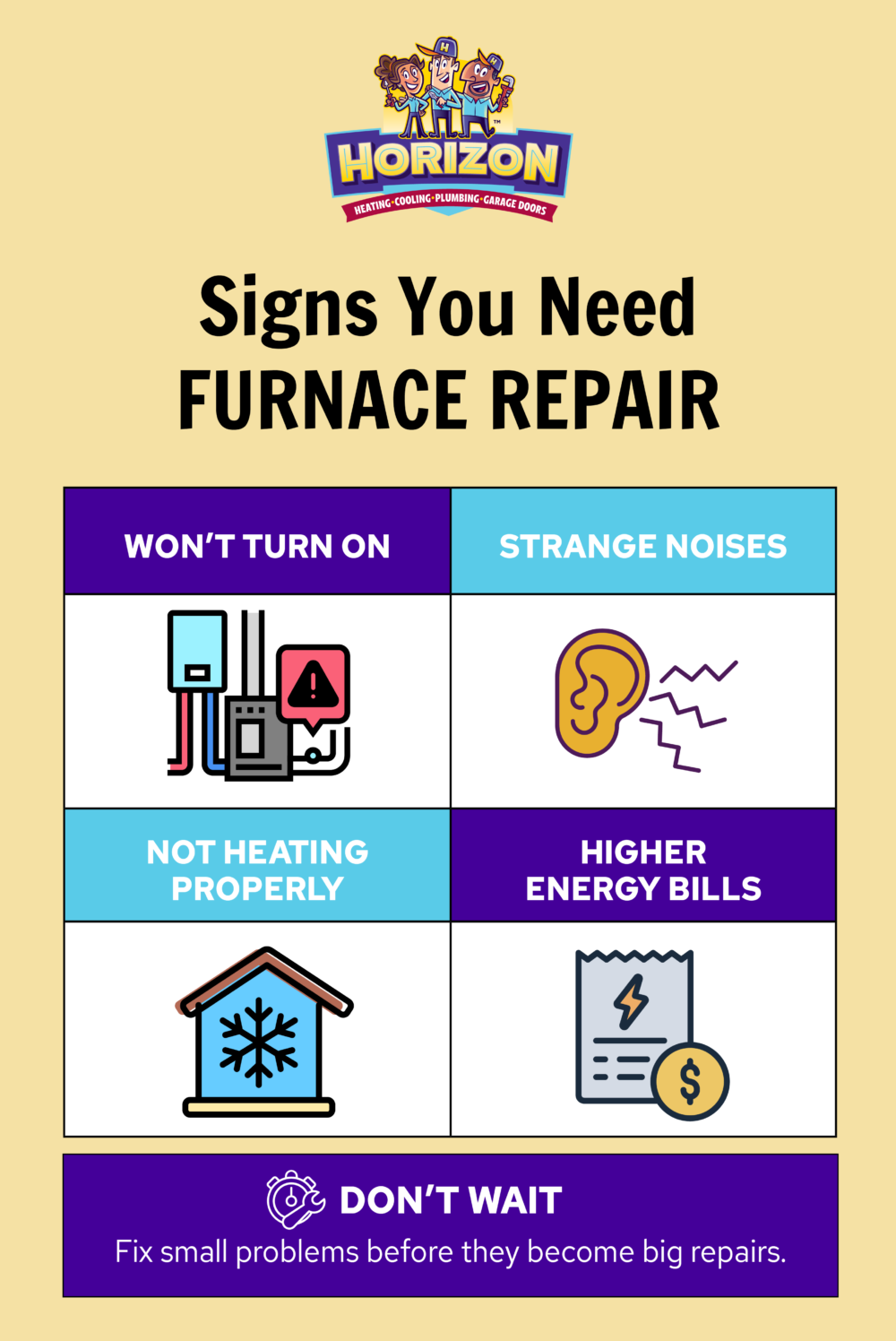 Infographic listing Bow Mar furnace repair signs