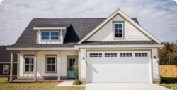 House with white garage door